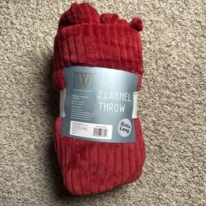 Red Wayland Square Plush & Luxurious Flannel Throw Extra Long 50” X 70” New